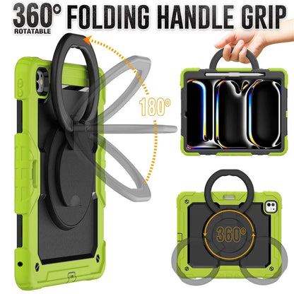 For iPad Pro 13 (2024) Kickstand Case PC+Silicone Tablet Cover with Shoulder Strap