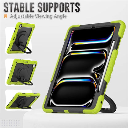 For iPad Pro 13 (2024) Kickstand Case PC+Silicone Tablet Cover with Shoulder Strap