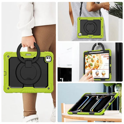 For iPad Pro 13 (2024) Kickstand Case PC+Silicone Tablet Cover with Shoulder Strap
