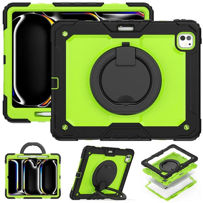 For iPad Pro 13 (2024) Kickstand Case PC+Silicone Tablet Cover with Shoulder Strap