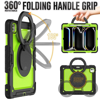 For iPad Pro 13 (2024) Kickstand Case PC+Silicone Tablet Cover with Shoulder Strap