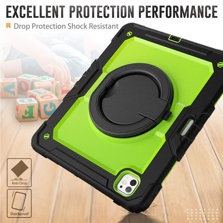 For iPad Pro 13 (2024) Kickstand Case PC+Silicone Tablet Cover with Shoulder Strap
