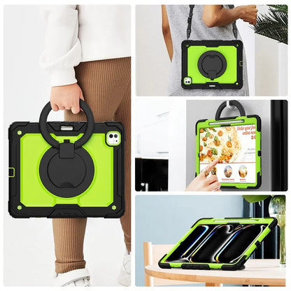 For iPad Pro 13 (2024) Kickstand Case PC+Silicone Tablet Cover with Shoulder Strap