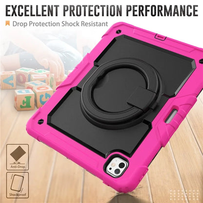 For iPad Pro 13 (2024) Kickstand Case PC+Silicone Tablet Cover with Shoulder Strap