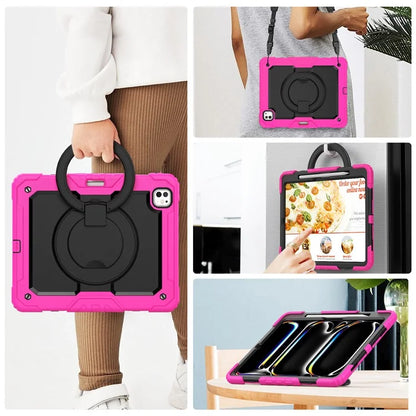 For iPad Pro 13 (2024) Kickstand Case PC+Silicone Tablet Cover with Shoulder Strap