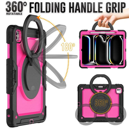 For iPad Pro 13 (2024) Kickstand Case PC+Silicone Tablet Cover with Shoulder Strap
