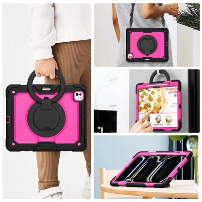 For iPad Pro 13 (2024) Kickstand Case PC+Silicone Tablet Cover with Shoulder Strap