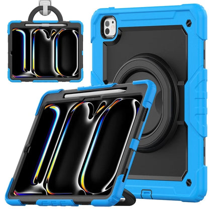 For iPad Pro 13 (2024) Kickstand Case PC+Silicone Tablet Cover with Shoulder Strap