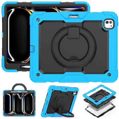 For iPad Pro 13 (2024) Kickstand Case PC+Silicone Tablet Cover with Shoulder Strap