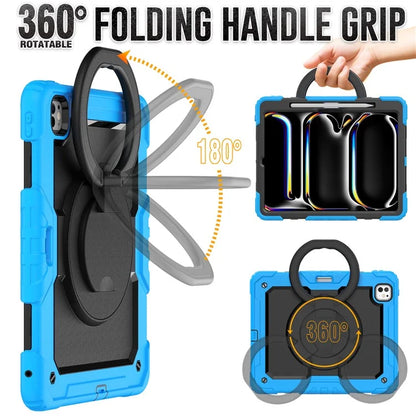 For iPad Pro 13 (2024) Kickstand Case PC+Silicone Tablet Cover with Shoulder Strap