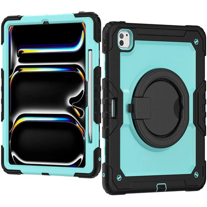 For iPad Pro 13 (2024) Kickstand Case PC+Silicone Tablet Cover with Shoulder Strap