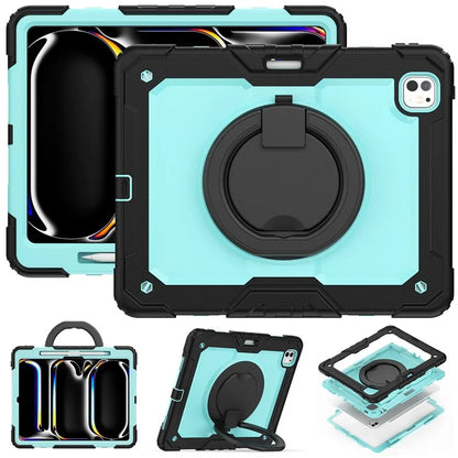For iPad Pro 13 (2024) Kickstand Case PC+Silicone Tablet Cover with Shoulder Strap
