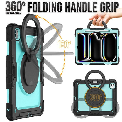For iPad Pro 13 (2024) Kickstand Case PC+Silicone Tablet Cover with Shoulder Strap
