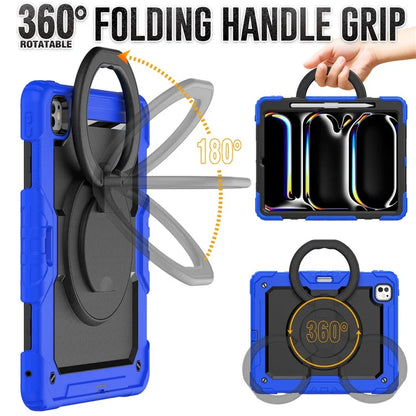 For iPad Pro 13 (2024) Kickstand Case PC+Silicone Tablet Cover with Shoulder Strap