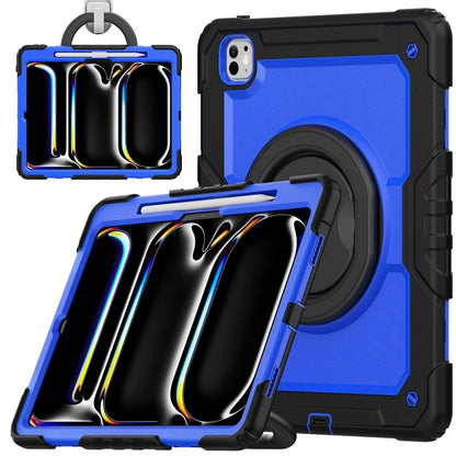 For iPad Pro 13 (2024) Kickstand Case PC+Silicone Tablet Cover with Shoulder Strap