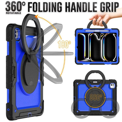 For iPad Pro 13 (2024) Kickstand Case PC+Silicone Tablet Cover with Shoulder Strap