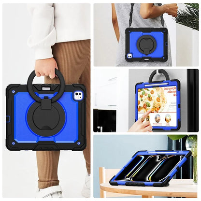 For iPad Pro 13 (2024) Kickstand Case PC+Silicone Tablet Cover with Shoulder Strap