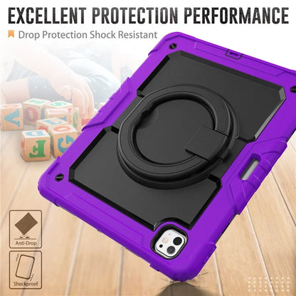 For iPad Pro 13 (2024) Kickstand Case PC+Silicone Tablet Cover with Shoulder Strap