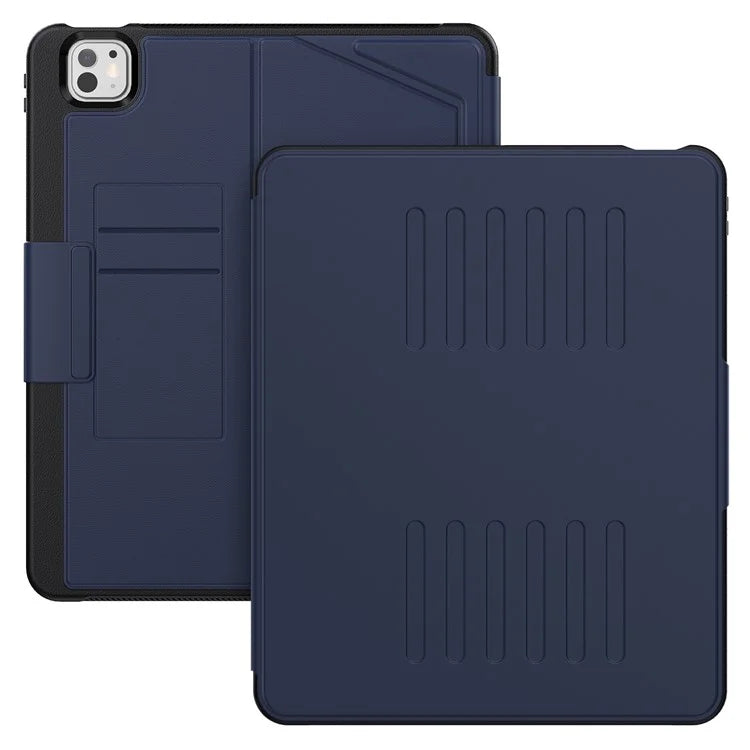For iPad Pro 13 (2024) Shockproof Case PC+TPU+PU U-Shape Stand Tablet Cover with Card Slots