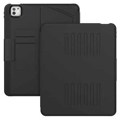 For iPad Pro 13 (2024) Shockproof Case PC+TPU+PU U-Shape Stand Tablet Cover with Card Slots