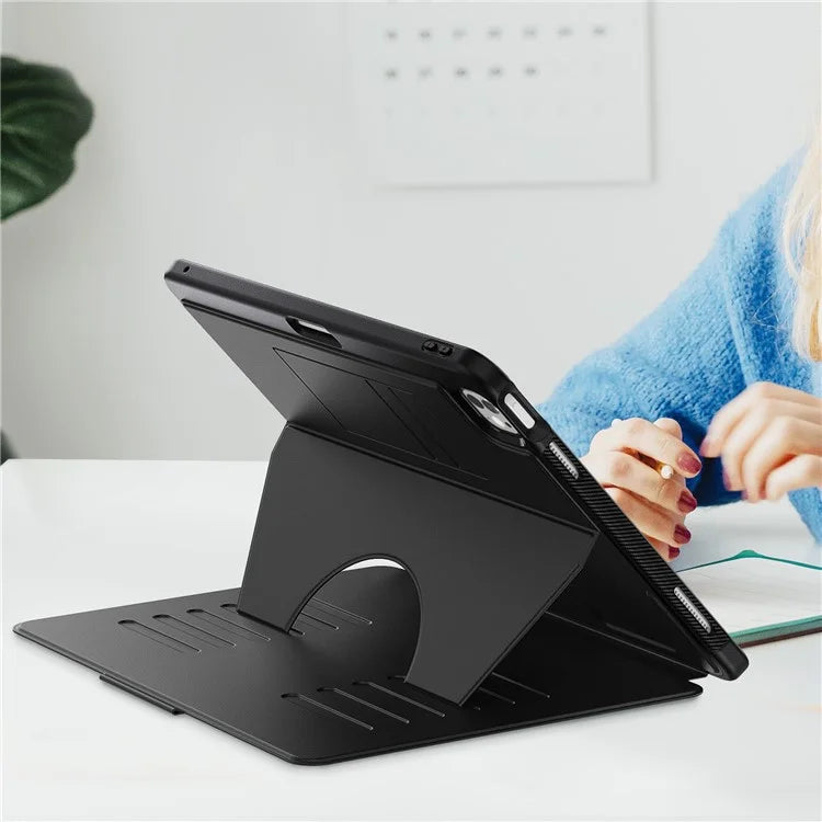 For iPad Pro 13 (2024) Shockproof Case PC+TPU+PU U-Shape Stand Tablet Cover with Card Slots