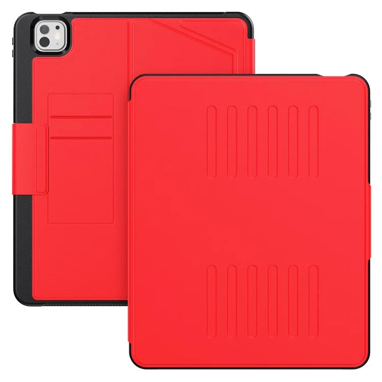 For iPad Pro 13 (2024) Shockproof Case PC+TPU+PU U-Shape Stand Tablet Cover with Card Slots