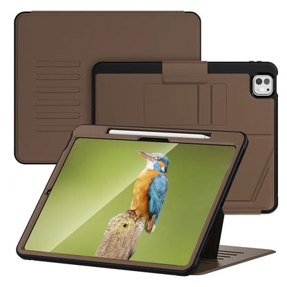 For iPad Pro 13 (2024) Shockproof Case PC+TPU+PU U-Shape Stand Tablet Cover with Card Slots