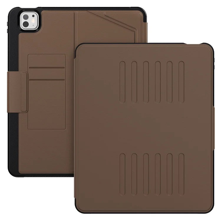 For iPad Pro 13 (2024) Shockproof Case PC+TPU+PU U-Shape Stand Tablet Cover with Card Slots