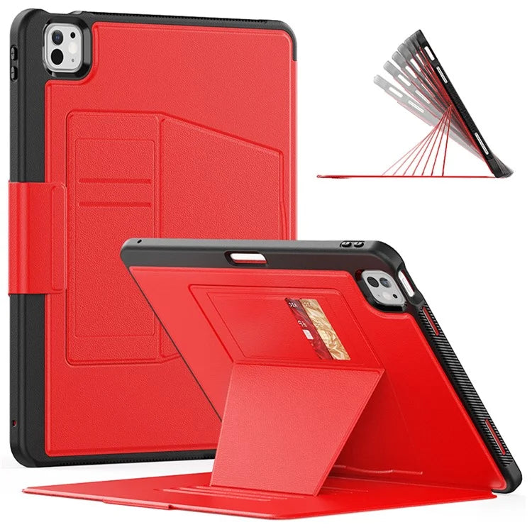 Style B For iPad Pro 13 (2024) Stand Case PC+TPU+PU Shockproof Tablet Cover with Card Slots