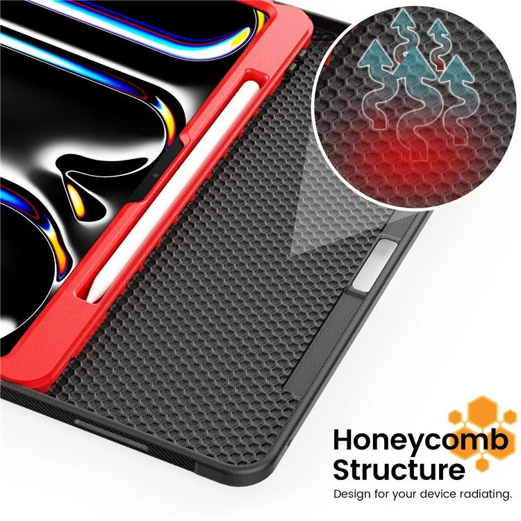 Style B For iPad Pro 13 (2024) Stand Case PC+TPU+PU Shockproof Tablet Cover with Card Slots