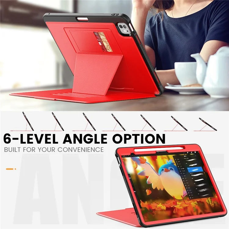 Style B For iPad Pro 13 (2024) Stand Case PC+TPU+PU Shockproof Tablet Cover with Card Slots