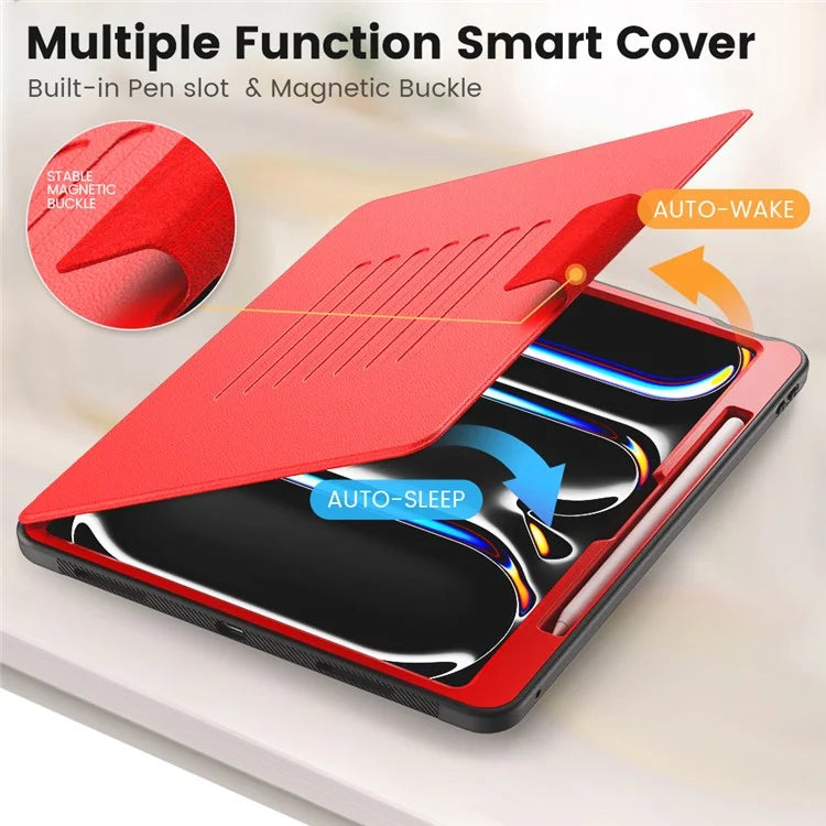 Style B For iPad Pro 13 (2024) Stand Case PC+TPU+PU Shockproof Tablet Cover with Card Slots