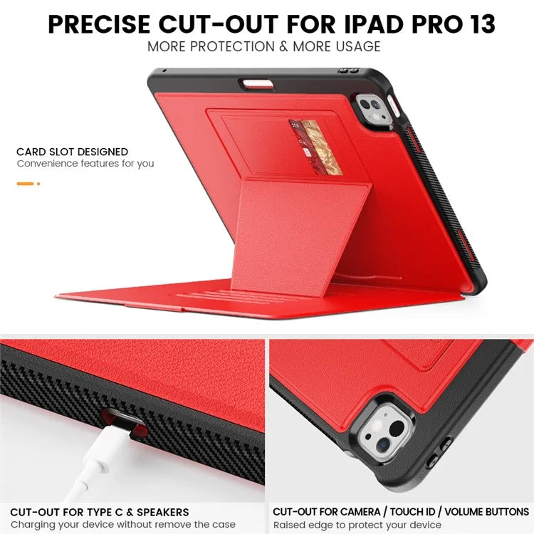 Style B For iPad Pro 13 (2024) Stand Case PC+TPU+PU Shockproof Tablet Cover with Card Slots