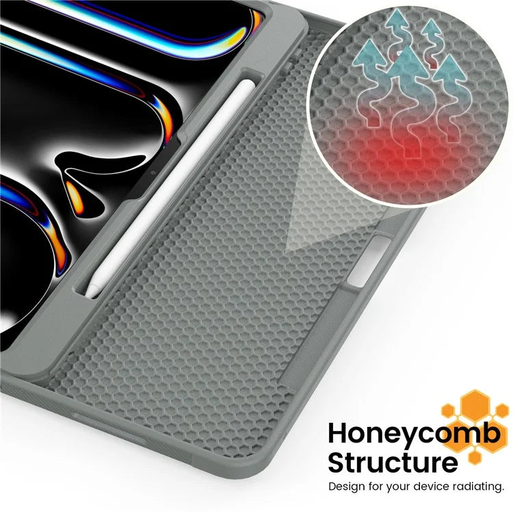 Style B For iPad Pro 13 (2024) Stand Case PC+TPU+PU Shockproof Tablet Cover with Card Slots