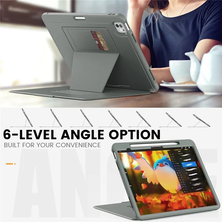 Style B For iPad Pro 13 (2024) Stand Case PC+TPU+PU Shockproof Tablet Cover with Card Slots