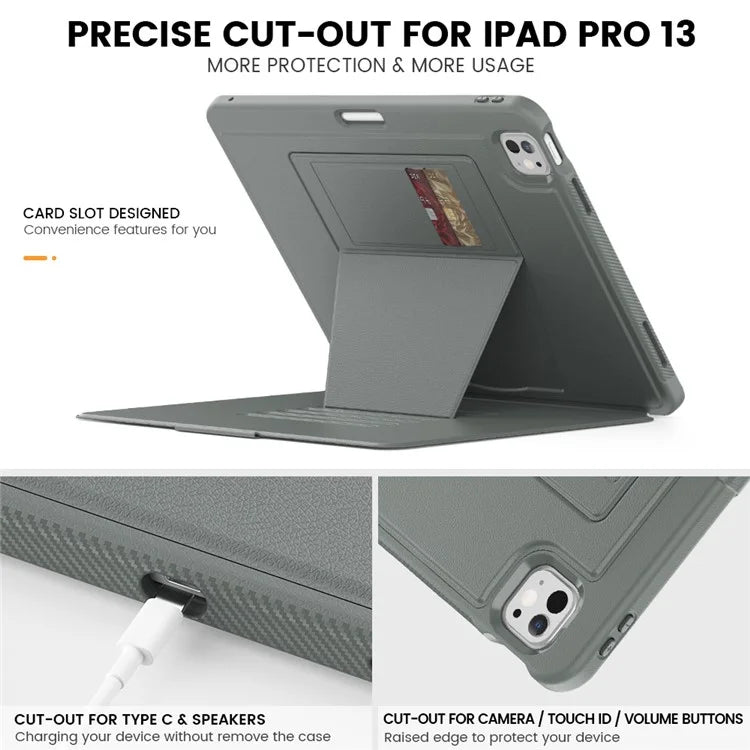 Style B For iPad Pro 13 (2024) Stand Case PC+TPU+PU Shockproof Tablet Cover with Card Slots