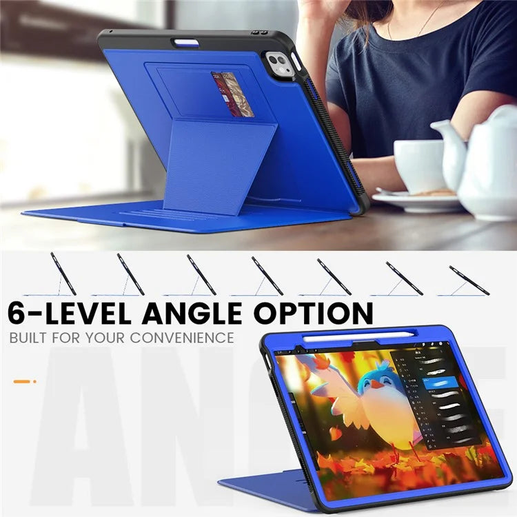 Style B For iPad Pro 13 (2024) Stand Case PC+TPU+PU Shockproof Tablet Cover with Card Slots