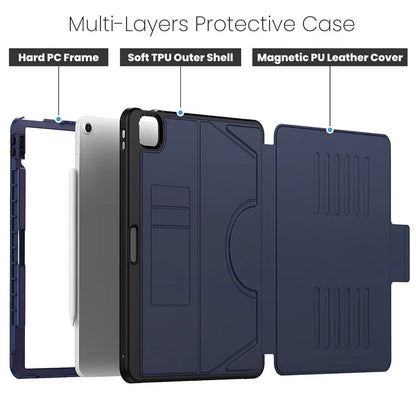 For iPad Air 13 (2024) Case with Card Slots PC+TPU+PU U-Shape Stand Tablet Cover
