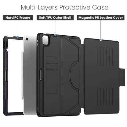 For iPad Air 13 (2024) Case with Card Slots PC+TPU+PU U-Shape Stand Tablet Cover