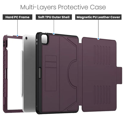 For iPad Air 13 (2024) Case with Card Slots PC+TPU+PU U-Shape Stand Tablet Cover