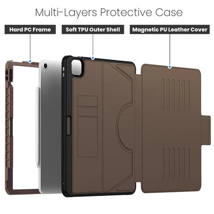 For iPad Air 13 (2024) Case with Card Slots PC+TPU+PU U-Shape Stand Tablet Cover