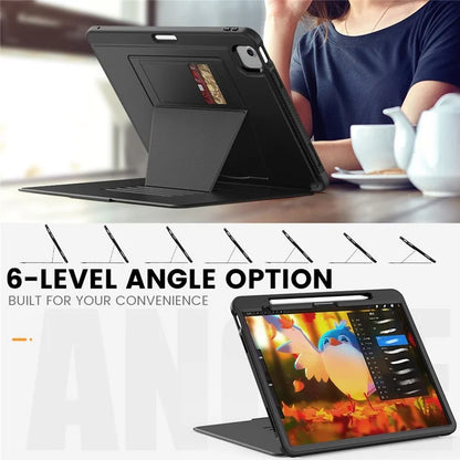 Style B For iPad Air 13 (2024) Stand Case PC+TPU+PU Card Slots Tablet Cover Auto Wake / Sleep