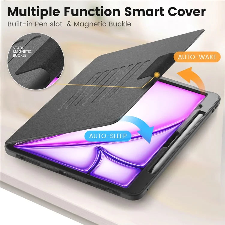 Style B For iPad Air 13 (2024) Stand Case PC+TPU+PU Card Slots Tablet Cover Auto Wake / Sleep