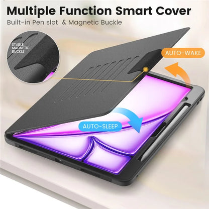Style B For iPad Air 13 (2024) Stand Case PC+TPU+PU Card Slots Tablet Cover Auto Wake / Sleep