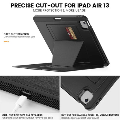 Style B For iPad Air 13 (2024) Stand Case PC+TPU+PU Card Slots Tablet Cover Auto Wake / Sleep