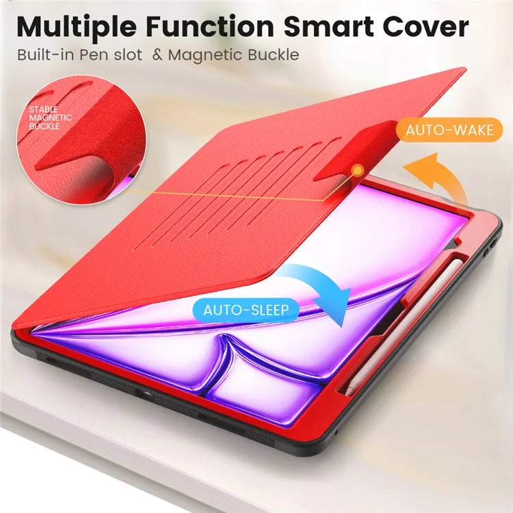 Style B For iPad Air 13 (2024) Stand Case PC+TPU+PU Card Slots Tablet Cover Auto Wake / Sleep