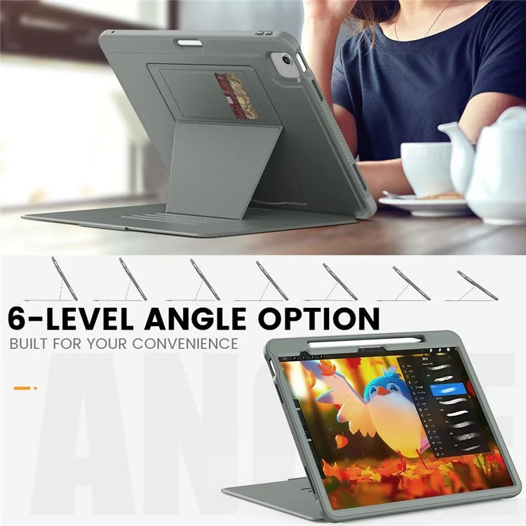Style B For iPad Air 13 (2024) Stand Case PC+TPU+PU Card Slots Tablet Cover Auto Wake / Sleep