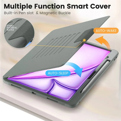 Style B For iPad Air 13 (2024) Stand Case PC+TPU+PU Card Slots Tablet Cover Auto Wake / Sleep