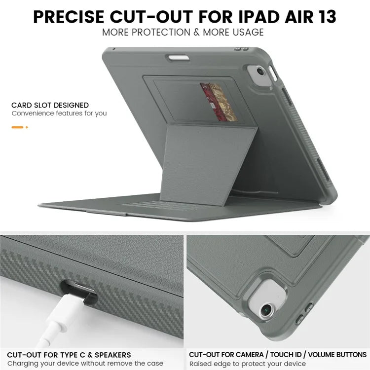 Style B For iPad Air 13 (2024) Stand Case PC+TPU+PU Card Slots Tablet Cover Auto Wake / Sleep