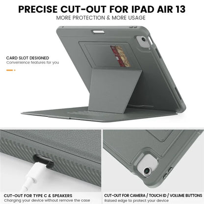 Style B For iPad Air 13 (2024) Stand Case PC+TPU+PU Card Slots Tablet Cover Auto Wake / Sleep